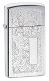 Zippo Slim<sup>®</sup> Chrome Venetian<sup>®</sup> windproof pocket lighter