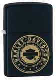 Harley-Davidson® Laser Engrave Logo Black Matte Lighter facing forward at a 3/4 angle