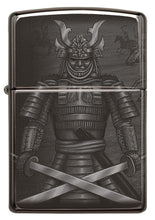 Front shot of Knight Fight Design High Polish Black Windproof Lighter