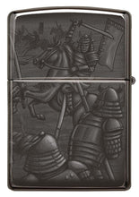 Back shot of Knight Fight Design High Polish Black Windproof Lighter