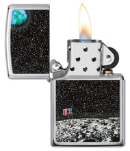 Front view of the High Polish Chrome Moon Landing Design Lighter 