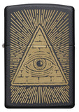 Front shot of Eye of Providence Black Matte Design Windproof Lighter 