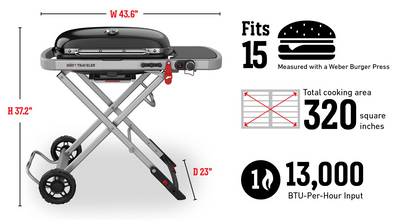 Weber Traveler Portable Gas Grill Stealth Edition