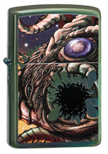 High Polish Green Octopus Design Windproof Lighter 3/4 View