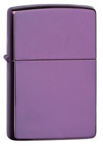 Front shot of Classic High Polish Purple Windproof Lighter standing at a 3/4 angle