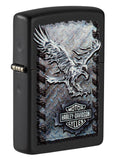 Front shot of  Harley-Davidson Chrome Eagle Black Matte Lighter standing at a 3/4 angle