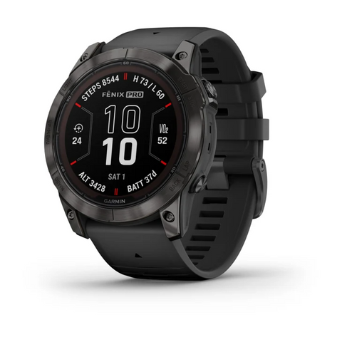 fēnix® 7X Pro – Sapphire Solar Edition Carbon Gray DLC Titanium with Black Band