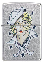 Front shot of Sailor Girl Tattoo Design Street Chrome?äó Windproof Lighter.