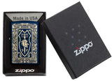 Heraldic Crest Design Windproof Lighter lit in hand