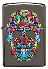 Front shot of Mushroom Skull Design Black Ice Windproof Lighter.