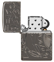 Wicca Design Armor?« Black Ice?« Windproof Lighter with its lid open and unlit.