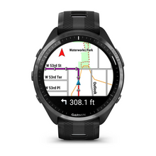 Garmin Forerunner® 965 Carbon Gray DLC Titanium Bezel with Black Case and Black/Powder Gray Silicone Band