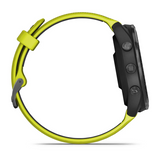 Garmin Forerunner® 965 Carbon Gray DLC Titanium Bezel with Black Case and Amp Yellow/Black Silicone Band