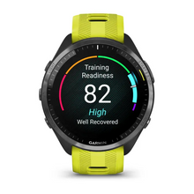 Garmin Forerunner® 965 Carbon Gray DLC Titanium Bezel with Black Case and Amp Yellow/Black Silicone Band