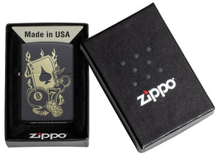 Gambling Design Windproof Lighter in its packaging