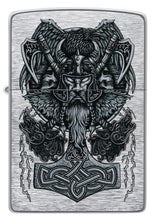 Front shot of Viking Design Brushed Chrome Windproof Lighter.