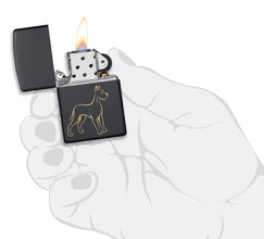 Great Dane lighter in hand