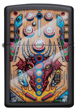 Front of Dragon Pinball Design Black Matte Windproof Lighter