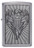 Front of Eagle Shield Emblem Design Street Chrome™ Windproof Lighter