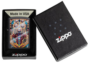 Dragon Pinball Design Black Matte Windproof Lighter in its packaging