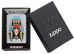 Front View of the Two Face Design Lighter closed in the one box packaging