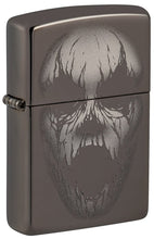 Front shot of Screaming Monster Design Photo Image Black Ice?« Windproof Lighter standing at a 3/4 angle.