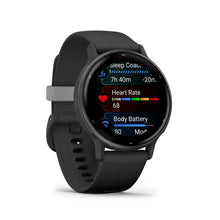 Garmin vivoactive® 5 Slate aluminium bezel with black case and silicone band