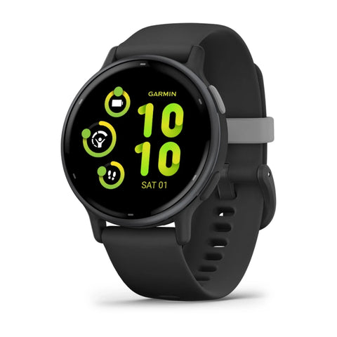 Garmin vivoactive® 5 Slate aluminium bezel with black case and silicone band