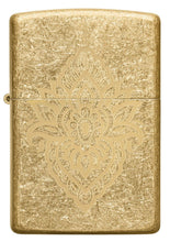 Front shot of Henna Tattoo Design Tumbled Brass Windproof Lighter.