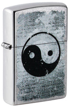 Front shot of Yin Yang Design Street Chrome?äó Windproof Lighter standing at a 3/4 angle.