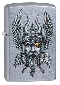 Zippo Viking Warrior Design Street Chrome Pocket Lighter