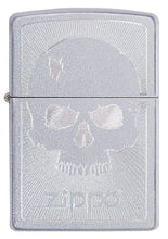 Zippo Skull with Lines Satin Chrome Pocket Lighter