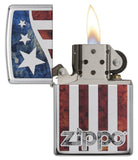 Zippo American Flag High Polish Chrome Pocket Lighter