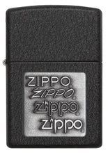 Front view of Black Crackle Silver Zippo Logo Emblem Windproof Lighter