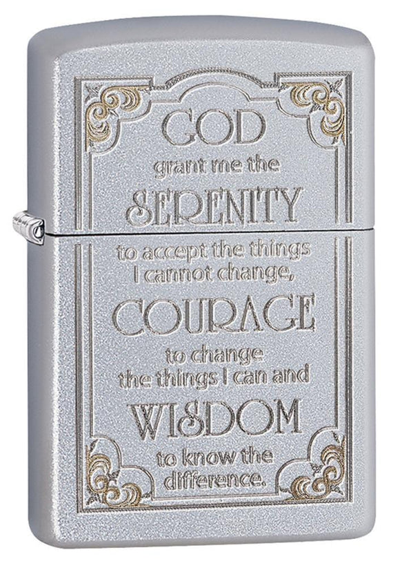 Zippo Serenity Prayer Satin Chrome Pocket Lighter
