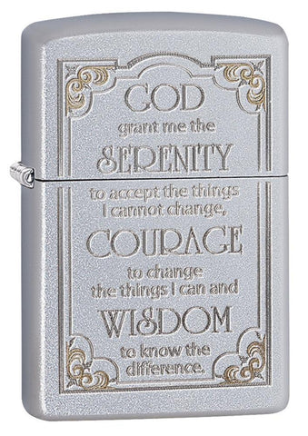 Zippo Serenity Prayer Satin Chrome Pocket Lighter