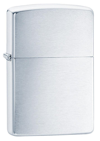 Armor?« Brushed Chrome Windproof Lighter standing at a 3/4 angle