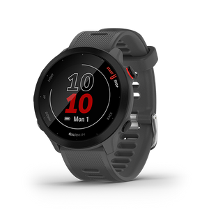 Garmin Forerunner 55 with transflective memory-in-pixel Display, GPS Running Smartwatch, Battery upto 2 weeks, 24/7 Heart Rate & Respiration Monitoring, Advance Sleep & Recovery Advisor with Grey Band