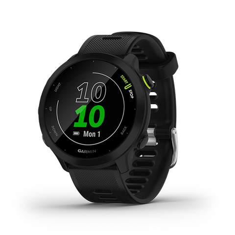 Garmin Forerunner 55 with transflective memory-in-pixel Display, GPS Running Smartwatch, Battery upto 2 weeks, 24/7 Heart Rate & Respiration Monitoring, Advance Sleep & Recovery Advisor with Black Band