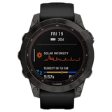 Garmin Fenix 7X Sapphire Solar GPS Smartwatch with Touch screen, Battery up to 37 Days*, 24/7 HRV, SPO2, ABC sensors, Climb & Pace Pro Tec, 10ATM, Health Snapshot, Underwater Heart Rate with Black band