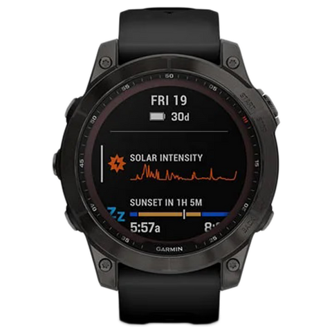 Garmin Fenix 7X Sapphire Solar GPS Smartwatch with Touch screen, Battery up to 37 Days*, 24/7 HRV, SPO2, ABC sensors, Climb & Pace Pro Tec, 10ATM, Health Snapshot, Underwater Heart Rate with Black band