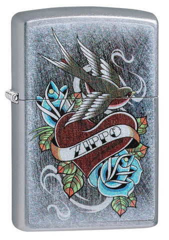 Vintage Tattoo Zippo Windproof Lighter 3/4 View