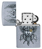 Zippo Viking Warrior Design Street Chrome Pocket Lighter