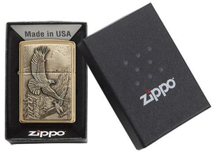 Zippo Where Eagles Dare Brushed Brass Pocket Lighter