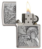 Zippo Patriotic Eagle Brushed Chrome Emblem Pocket Lighter - Bhawar Store