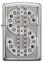 Zippo Swarovski Bling Brushed Chrome Emblem Pocket Lighter