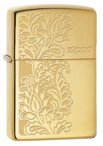 Zippo Paisley High Polish Brass Pocket Lighter