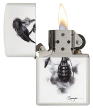 Zippo Spazuk Bird Design White Matte Pocket Lighter