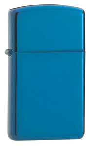 Front shot of High Polish Blue Finish with Slim Case standing at a 3/4 angle