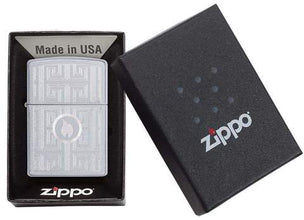 Zippo Labyrinth Design Satin Chrome Pocket Lighter